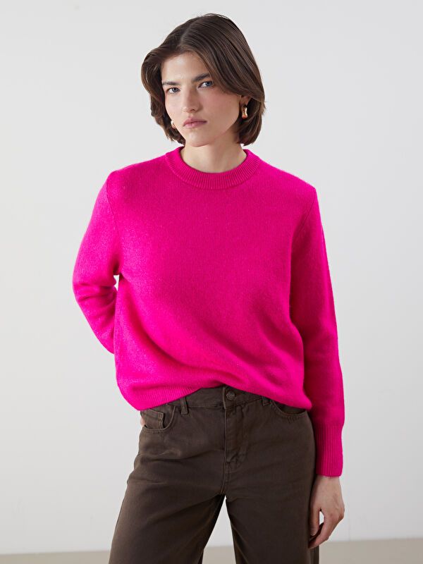 Moudda LC Waikiki - Pull tricot moyen Femme Fuchsia - Tunisie 1