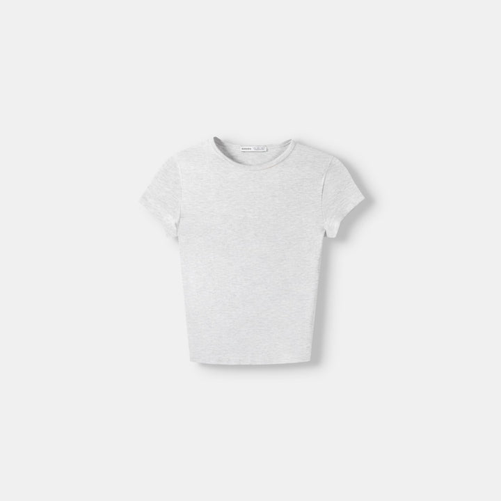 Moudda BERSHKA - T-shirt gris Vigo col rond manches courtes - Tunisie 2