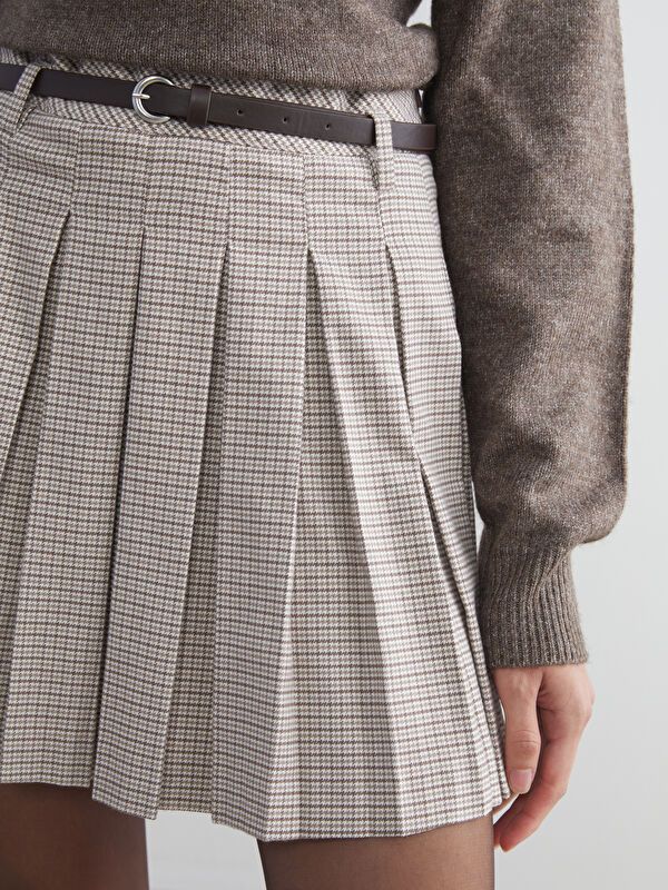 Moudda LC Waikiki - Jupe tissée Femme Carreaux beige - Tunisie 3