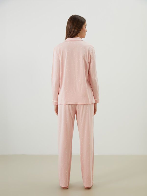 Moudda LC Waikiki - Pyjama manches longues en jersey couleur Rose imprimé pour femmes - Tunisie 4