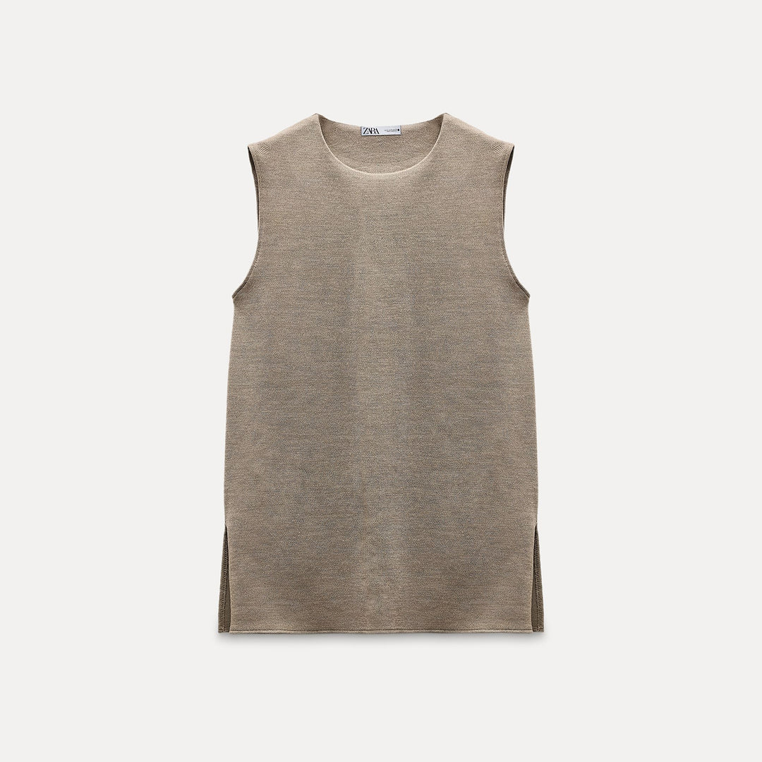 Moudda ZARA - Top Sans Manches Col Rond Piqué - Tunisie 2