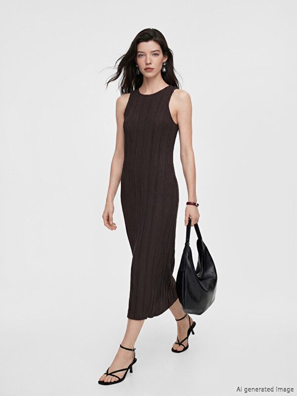 Moudda LC Waikiki - Robe maternité en jersey manches courtes pour Femme couleur Marron foncé - Tunisie 2