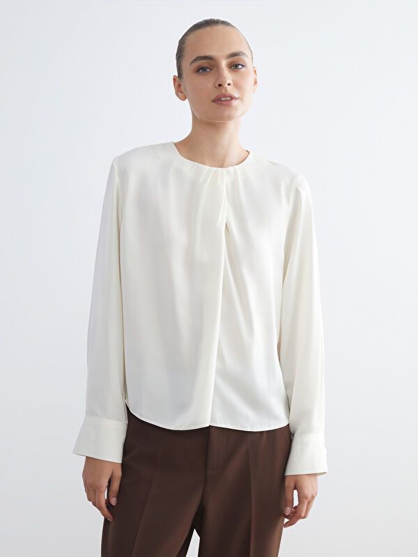 Moudda LC Waikiki - Blouse tissée manches longues Femme Ecru - Tunisie 1