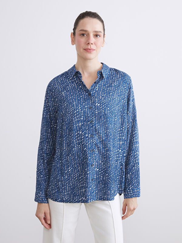 Moudda LC Waikiki - Chemise tissée imprimée manches longues Femme Imprimé à l'indigo - Tunisie 1