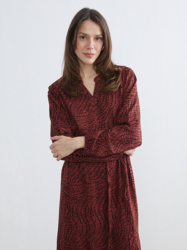 Moudda LC Waikiki - Robe manches longues en tissu pour Femme couleur Rouge imprimé - Tunisie 2