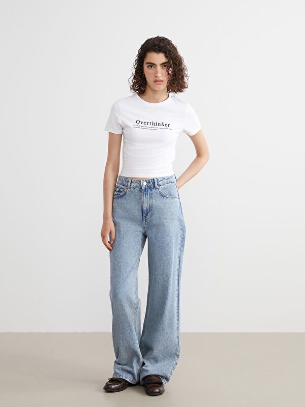 Moudda LC Waikiki - Body imprimé en jersey manches courtes Femme Buxe blanc - Tunisie 2