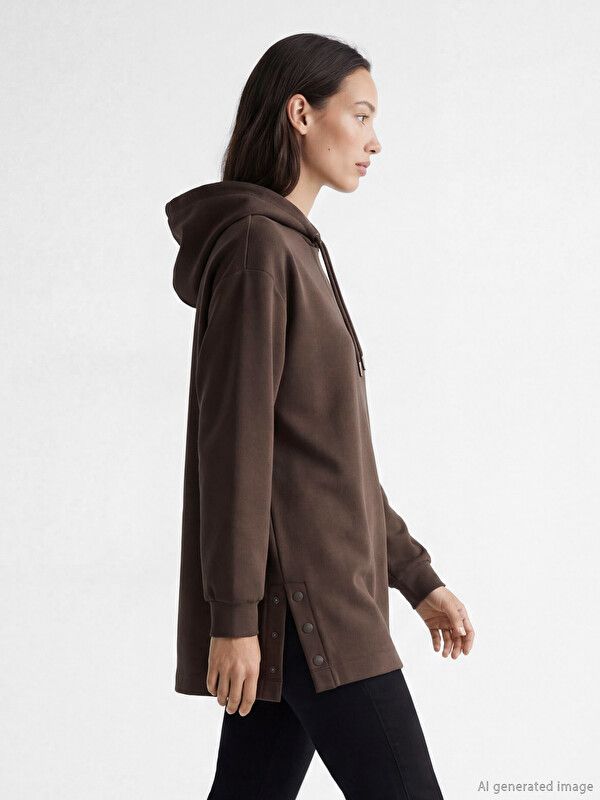 Moudda LC Waikiki - Tunique manches longues en jersey pour Femme couleur Marron foncé - Tunisie 2