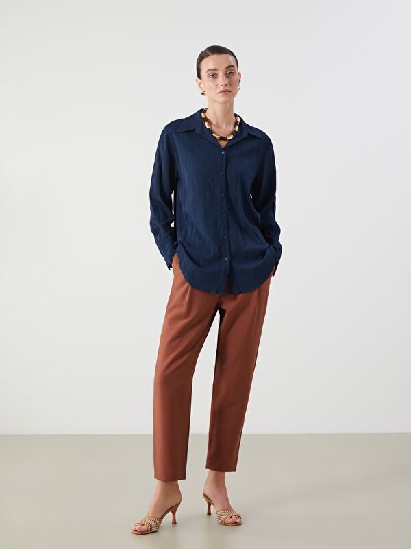 Moudda LC Waikiki - Chemise tissée manches longues Femme Indigo - Tunisie 2