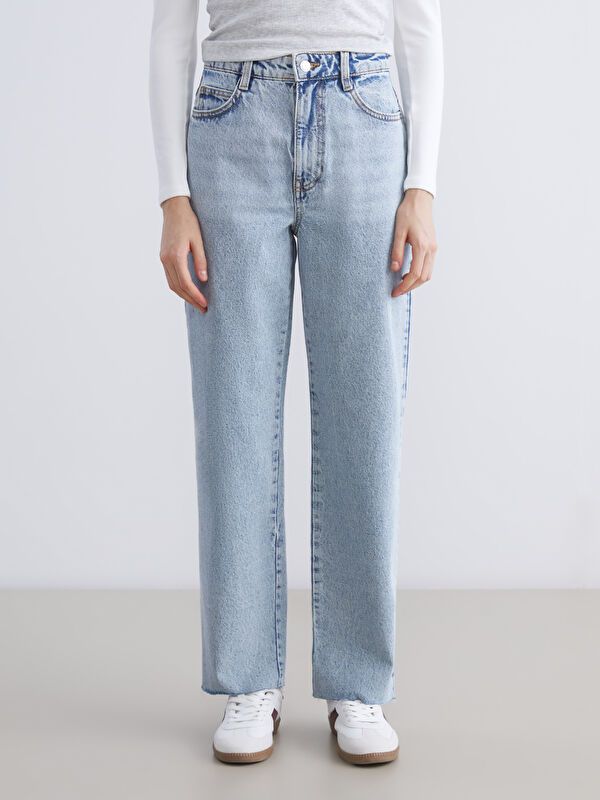 Moudda LC Waikiki - Pantalon tissé en denim Femme Bleu clair - Tunisie 2