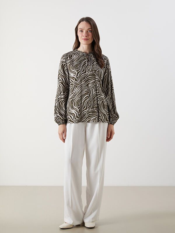 Moudda LC Waikiki - Blouse tissée imprimée manches longues Femme Imprimé mélange - Tunisie 2