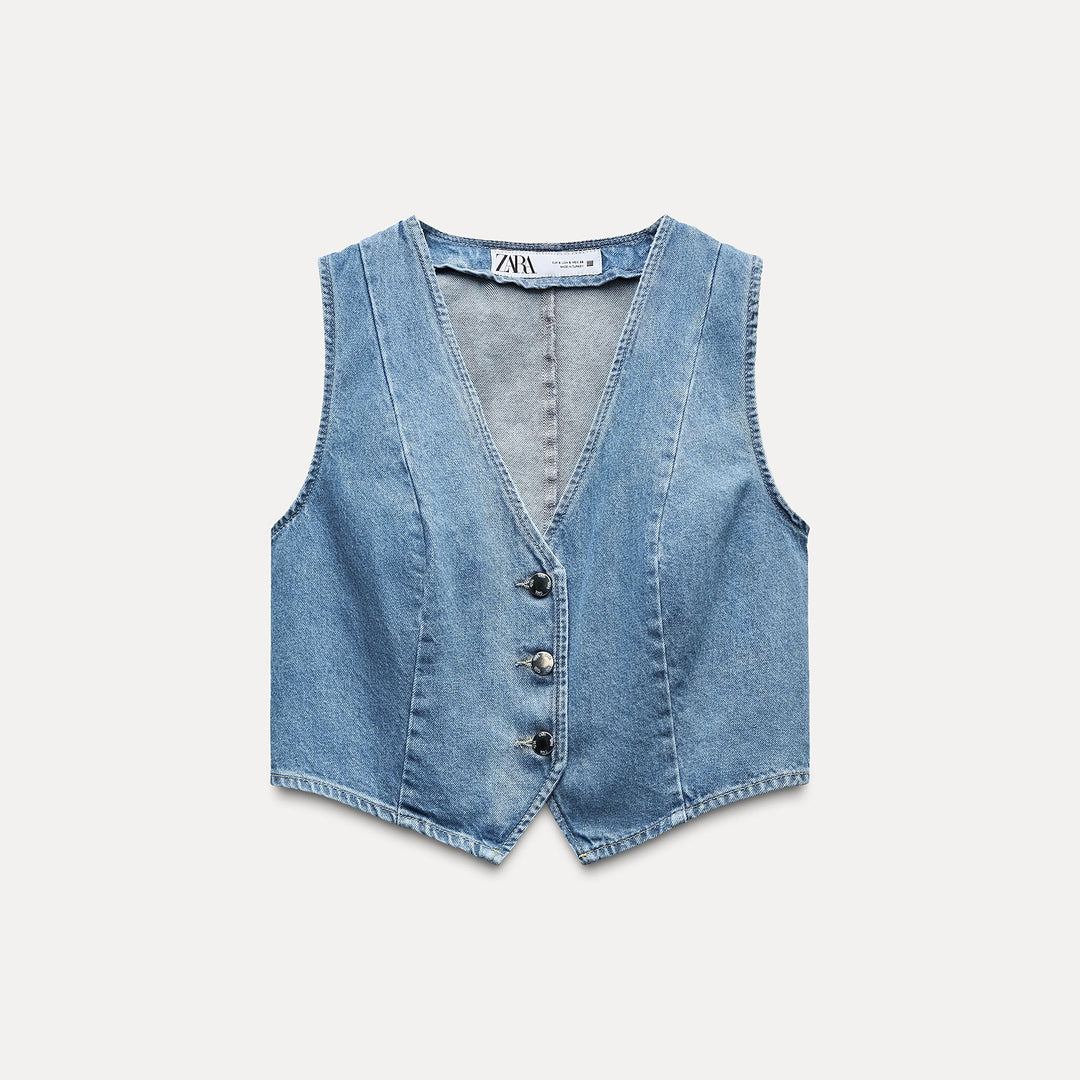 Moudda ZARA - Gilet denim à boutons apparents – ensemble coordonné - Tunisie 2