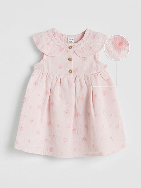 Moudda LC Waikiki - Robe manches courtes en tissu pour Fille couleur Rose clair imprimé - Tunisie 1