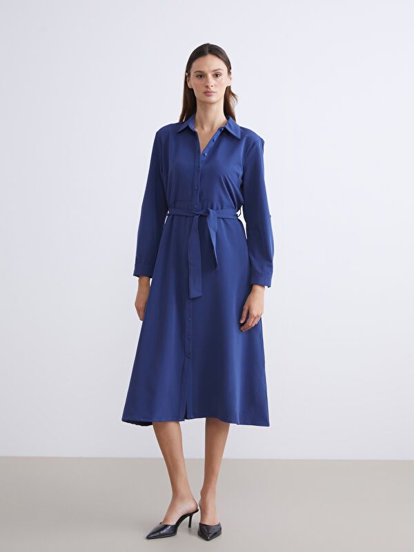 Moudda LC Waikiki - Robe tissée manches longues Femme Bleu marine claire - Tunisie 2