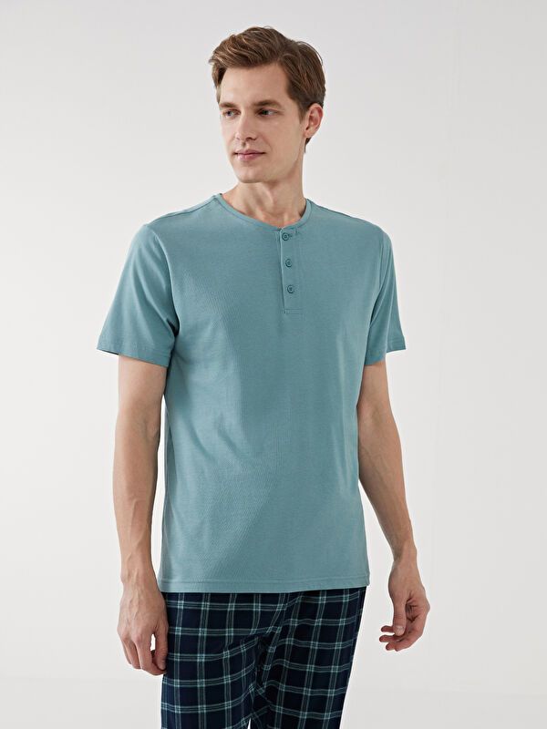 Moudda LC Waikiki - Ensemble pyjama en jersey à manches courtes et bas longs pour Hommes - Tunisie 1