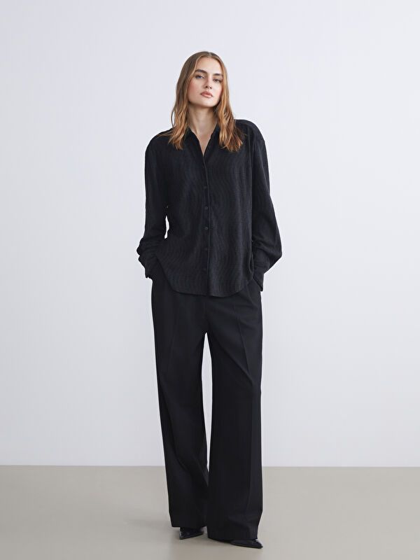 Moudda LC Waikiki - Chemise tissée manches longues Femme Noir - Tunisie 2