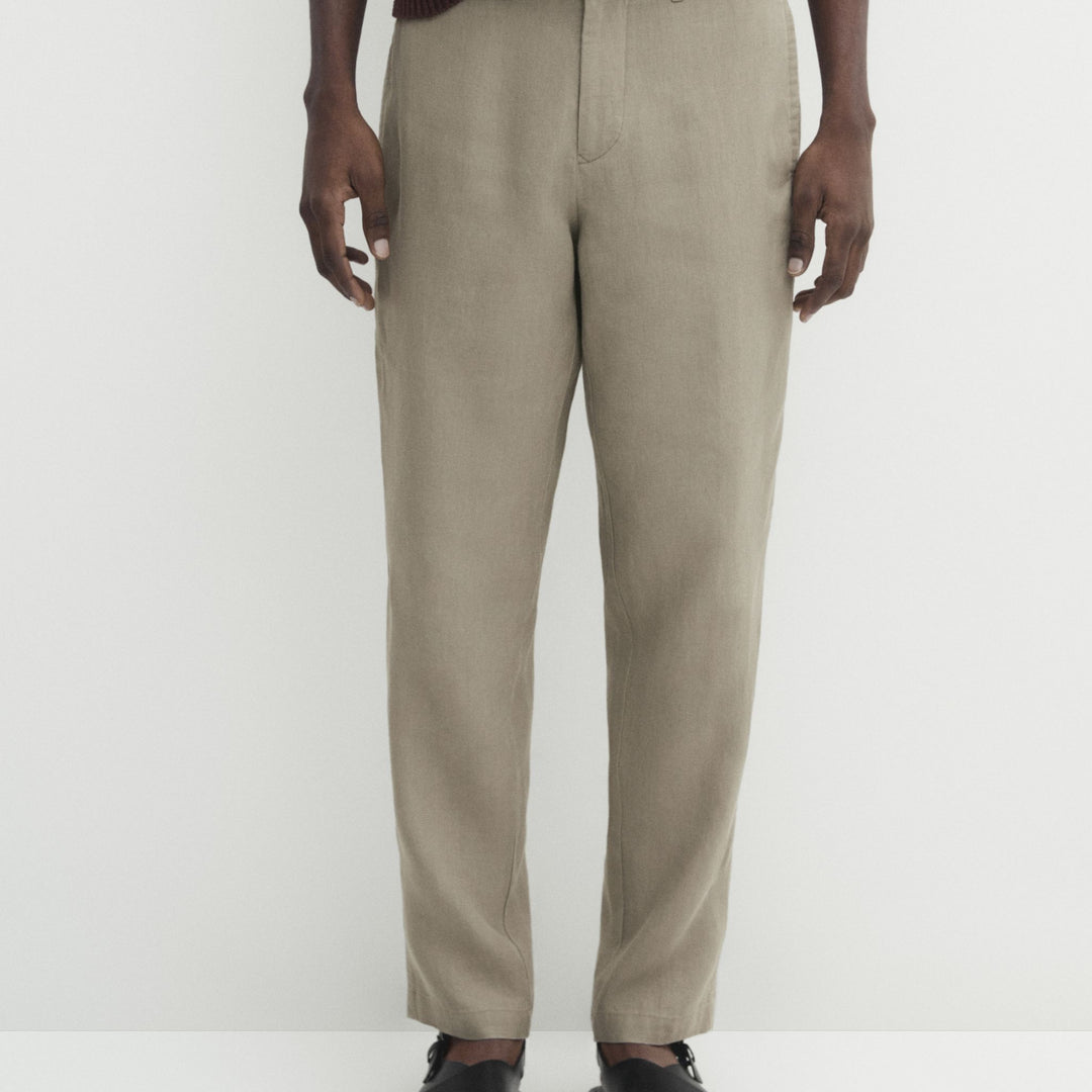 Moudda Massimo Dutti - Pantalon 100 % lin sophistiqué fuselé - Tunisie 8