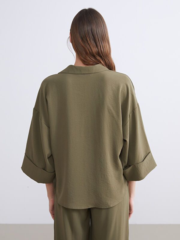 Moudda LC Waikiki - Chemise tissée manches longues Femme Kaki - Tunisie 4