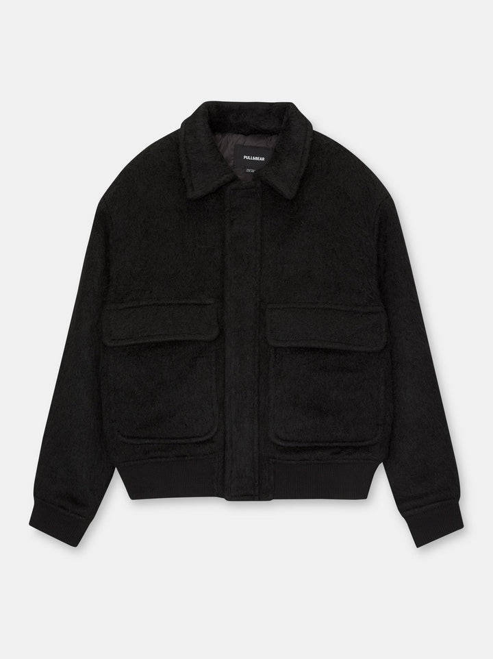 Moudda PULL & BEAR - Veste Tissu Poil Col Camisero Matelassée - Tunisie 3