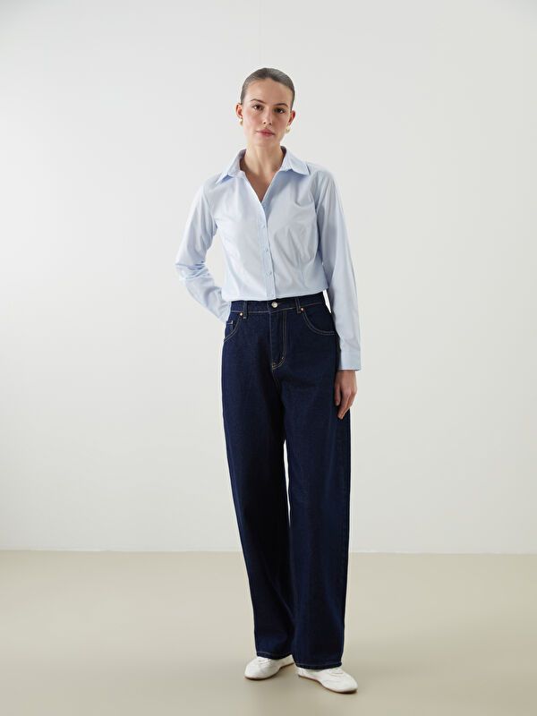 Moudda LC Waikiki - Chemise tissée manches longues Femme Bleu clair - Tunisie 2