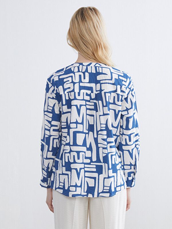 Moudda LC Waikiki - Chemisier (blouse) imprimé manches longues en tissu pour Femme couleur Bleu imprimé - Tunisie 4