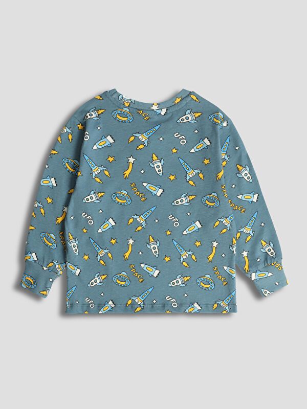 Moudda LC Waikiki - Pyjama manches longues en jersey couleur Bleu indigo clair imprimé pour garçons - Tunisie 3