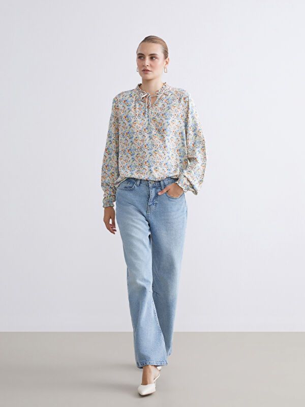 Moudda LC Waikiki - Blouse tissée imprimée manches longues Femme Imprimé vert - Tunisie 2