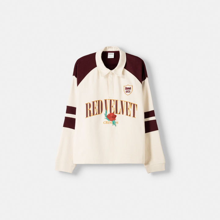 Moudda BERSHKA - Sweat col polo manches longues velours rouge - Tunisie 1