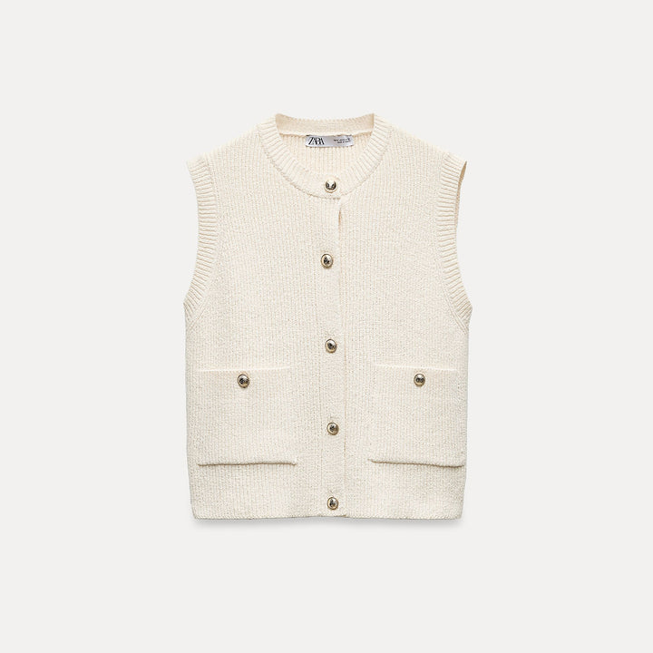 Moudda ZARA - Beige – gilet marin bouton doré - Tunisie 1