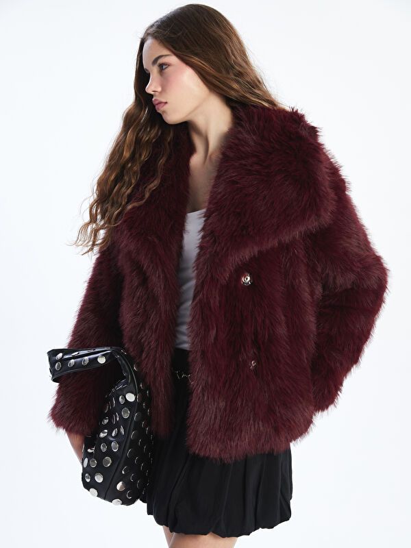 Moudda LC Waikiki - Manteau effet laine Femme Bordeaux - Tunisie 1