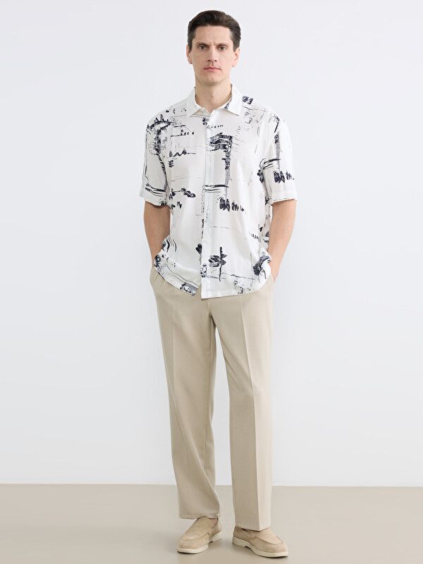 Moudda LC Waikiki - Chemise imprimée manches courtes en tissu pour Homme couleur Bleu imprimé - Tunisie 2