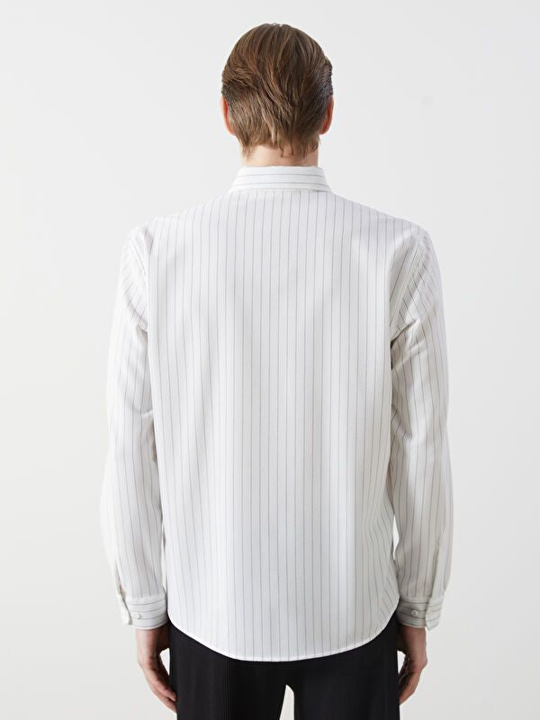 Moudda LC Waikiki - Chemise tissée manches longues Homme Ecru rayé - Tunisie 4