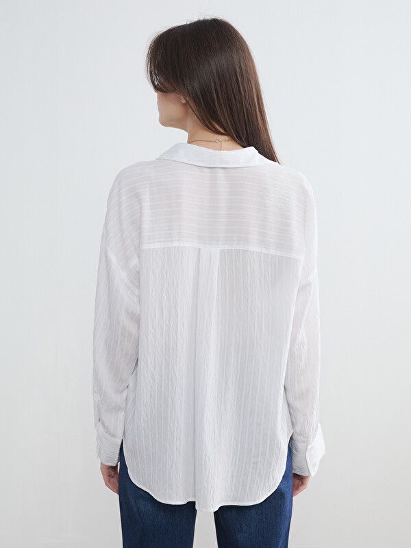 Moudda LC Waikiki - Chemise manches longues en tissu pour Femme couleur Écru - Tunisie 4