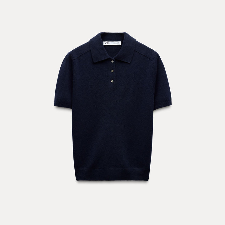 Moudda ZARA - Pull polo en laine RWS, détail patch épaule - Tunisie 2