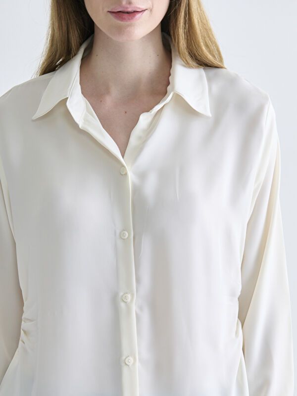 Moudda LC Waikiki - Chemise tissée manches longues Femme Crème - Tunisie 3