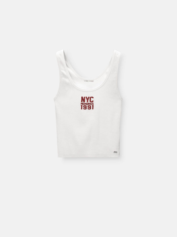 Moudda PULL & BEAR - Top Pacific Brodé Villes Blanc - Tunisie 4