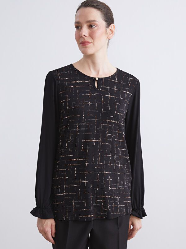 Moudda LC Waikiki - T-shirt fin à manches longues en jersey imprimé cv pour Femmes - Tunisie 1