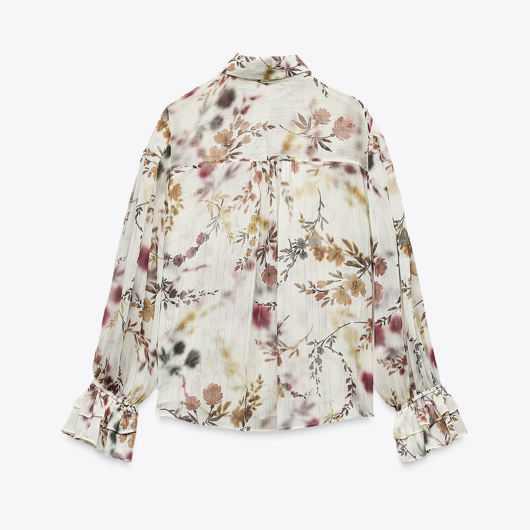 Moudda ZARA - Chemise Lurex - Imprimé Floral & Volants Poignet - Tunisie 2