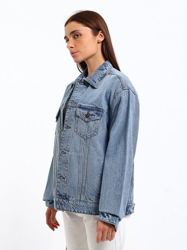 Moudda LC Waikiki - Veste en jean couleur Rodeo Bleu indigo moyen pour femmes - Tunisie 4