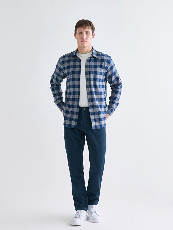 Moudda LC Waikiki - Chemise tissée à carreaux manches longues Homme Carreaux marine - Tunisie 2