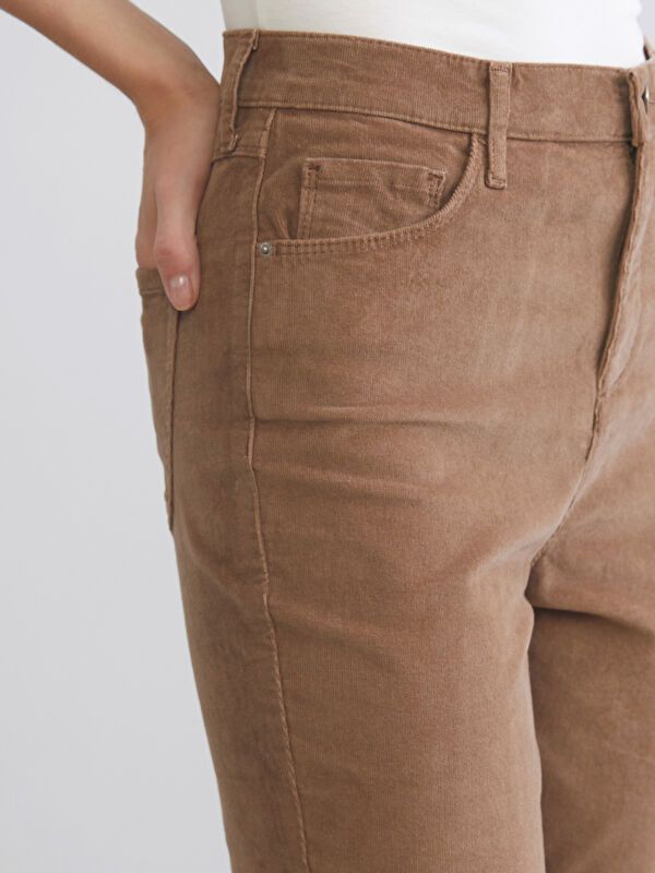 Moudda LC Waikiki - Pantalon épais en tissu couleur Marron clair pour femmes - Tunisie 3