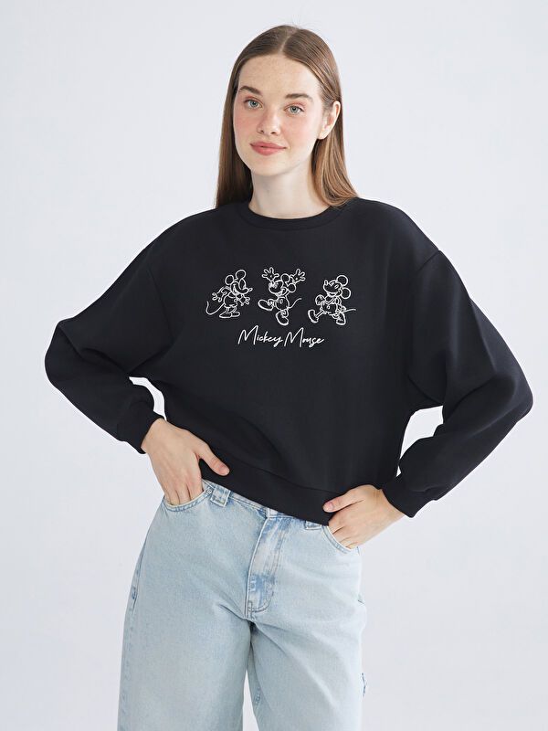 Moudda LC Waikiki - Sweatshirt en jersey sous licence Femme Noir - Tunisie 1