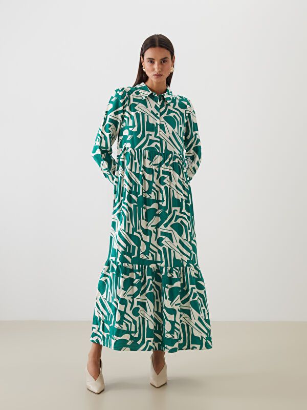 Moudda LC Waikiki - Robe tissée manches longues Femme Imprimé vert - Tunisie 1