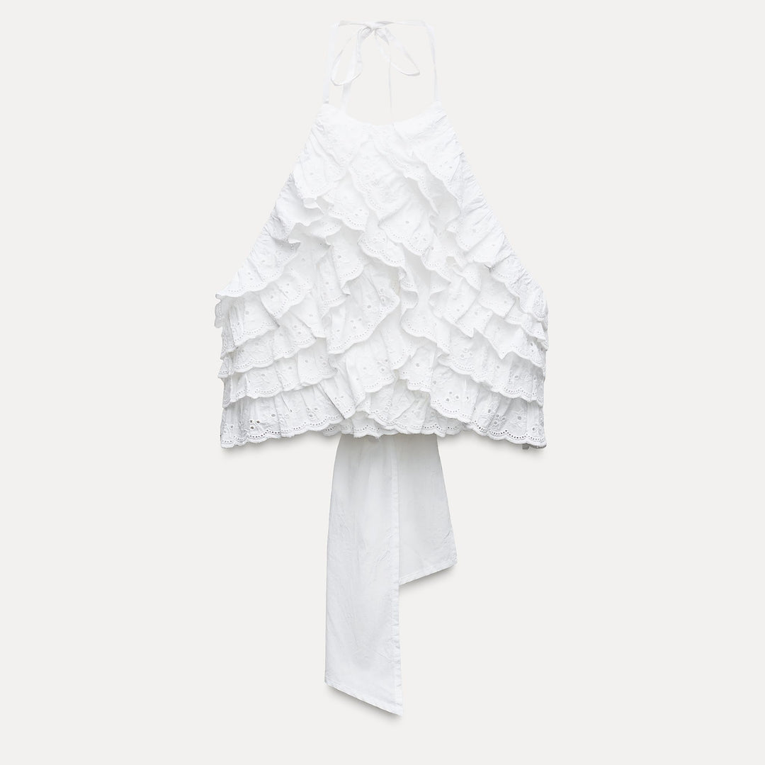 Moudda ZARA - Top Schiffli col licou volants - Tunisie 2