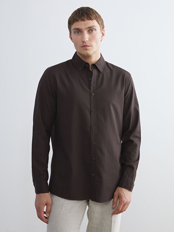 Moudda LC Waikiki - Chemise tissée manches longues Homme Brun - Tunisie 1