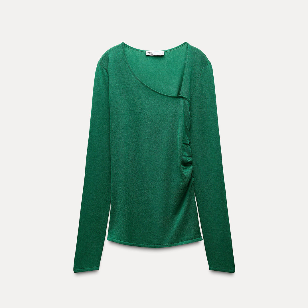 Moudda ZARA - Haut manches longues, col asymétrique froncé - Tunisie 1