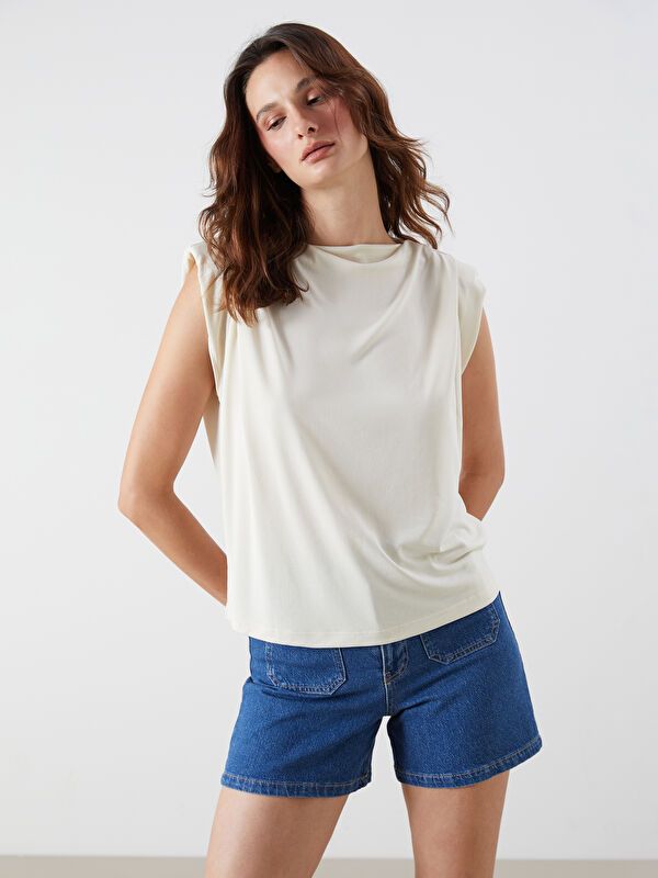 Moudda LC Waikiki - Body jersey manches courtes Femme Beige clair - Tunisie 1
