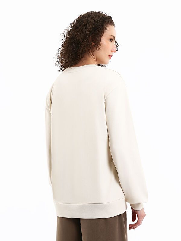 Moudda LC Waikiki - Sweatshirt en jersey Femme Beige clair - Tunisie 5
