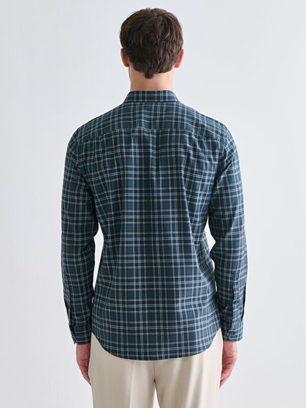 Moudda LC Waikiki - Chemise tissée à carreaux manches longues Homme À carreaux verts - Tunisie 4
