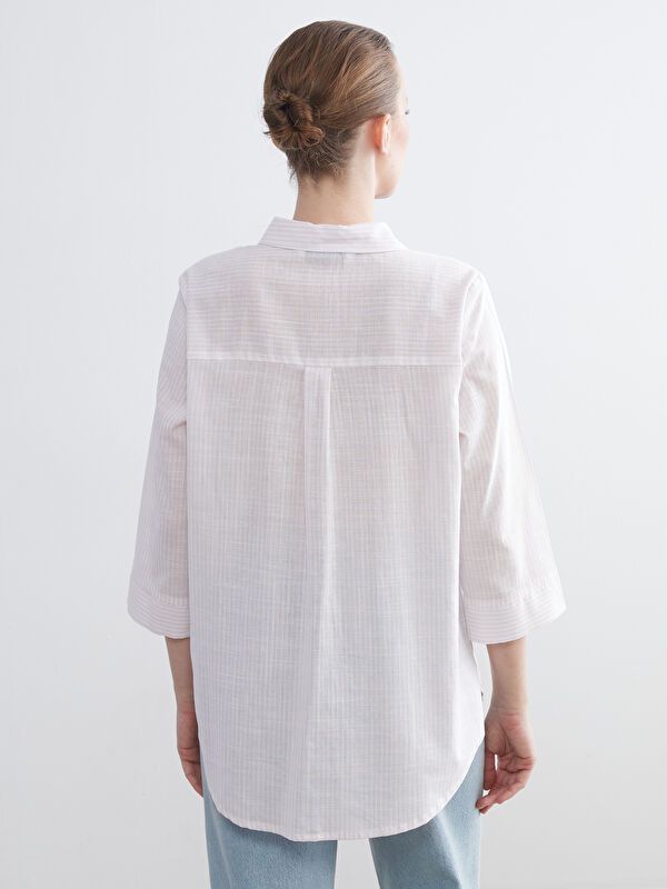 Moudda LC Waikiki - Chemise tissée manches longues Femme Rayures roses - Tunisie 4