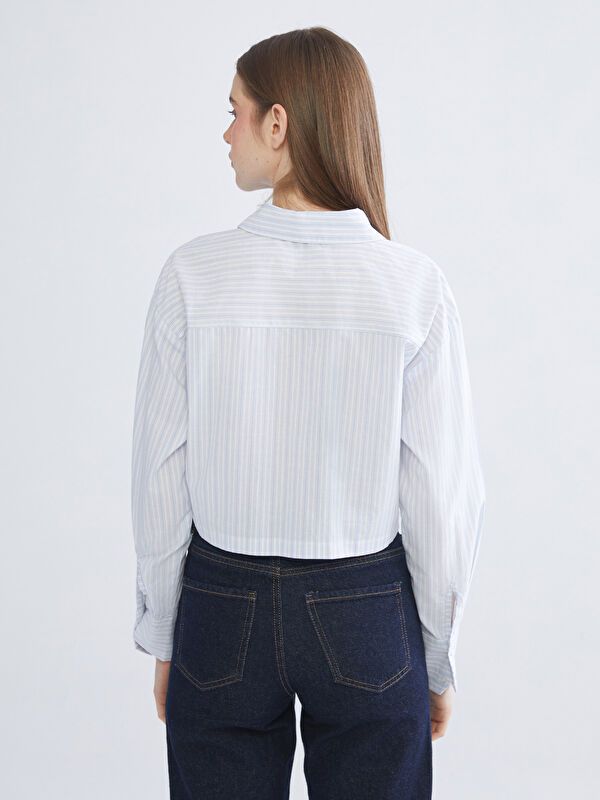 Moudda LC Waikiki - Chemise tissée manches longues Femme Rayures bleues - Tunisie 4